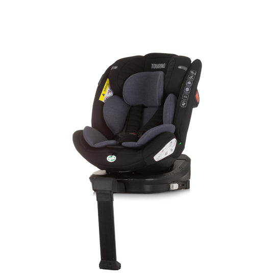 Chipolino tourino autostoel i-size 40-150 cm isofix 360° obsidian zwart grijs