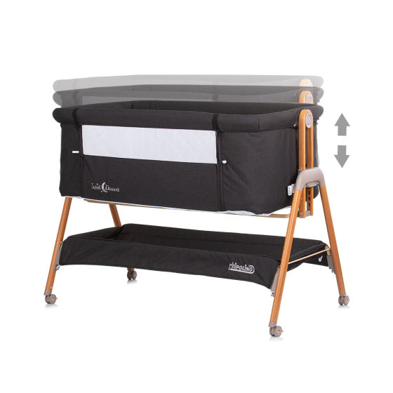Load image into Gallery viewer, Chipolino sweet dreams co-sleeper met opklapbare zijkant graphite wood antraciet
