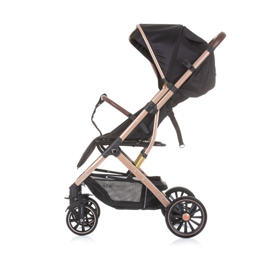 Chipolino combo opvouwbare buggy met voetenhoes ebony zwart beige