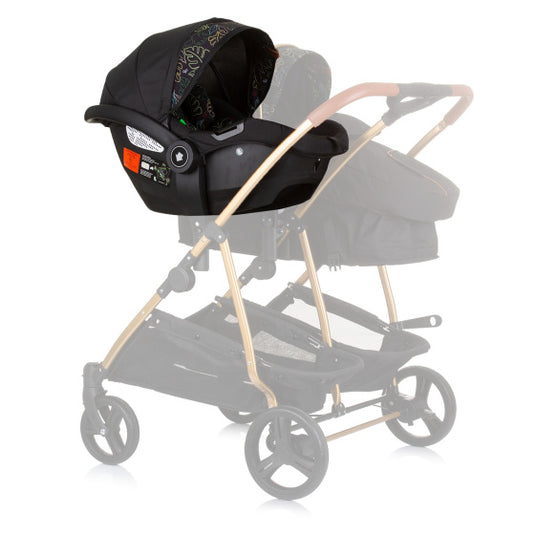 Chipolino duo autostoel 40-87 cm groep 0+ obsidian leaves zwart
