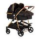 Chipolino duo opvouwbare kinderwagen voor 2 obsidian gold zwart