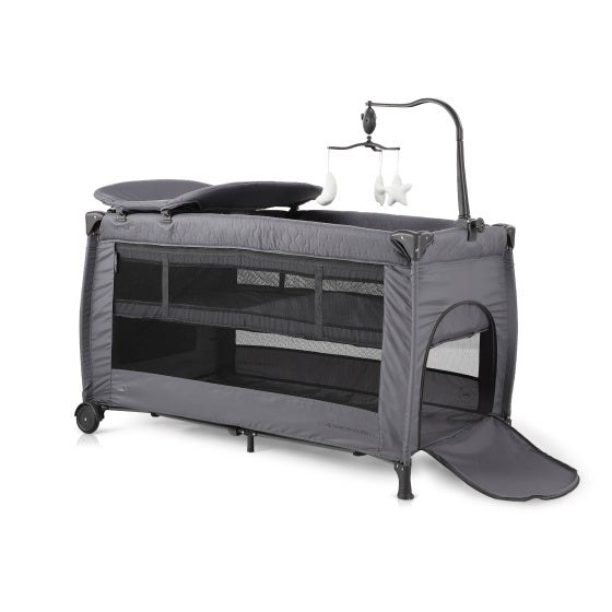 Load image into Gallery viewer, Chipolino Bella Opvouwbaar Campingbedje met Aankleedkussen Granite
