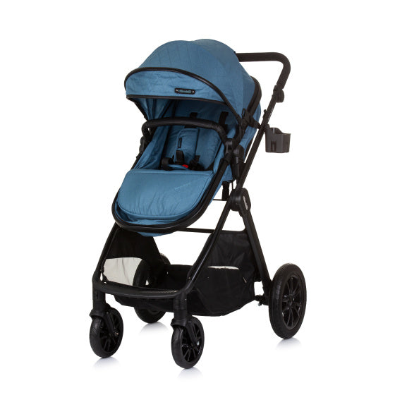 Load image into Gallery viewer, Chipolino harmony opvouwbare 3-in-1 kinderwagen met luiertas jeans blauw zwart
