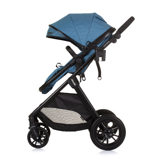 Load image into Gallery viewer, Chipolino harmony opvouwbare 3-in-1 kinderwagen met luiertas jeans blauw zwart
