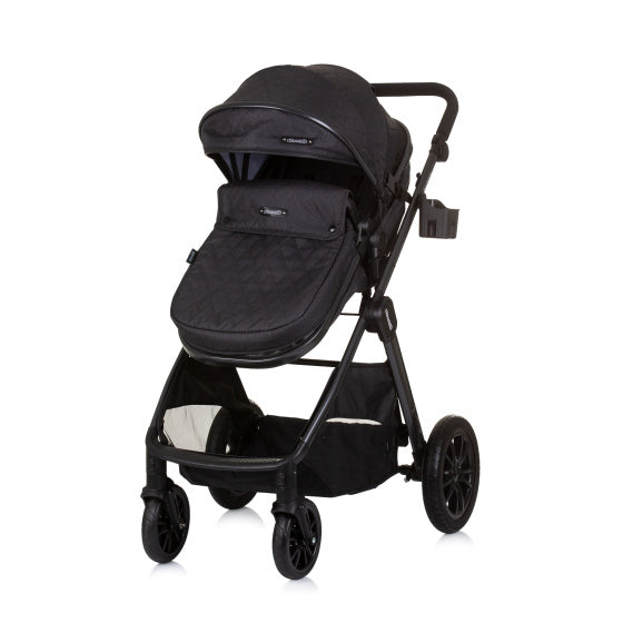 Load image into Gallery viewer, Chipolino harmony opvouwbare 3-in-1 kinderwagen met luiertas granite antraciet
