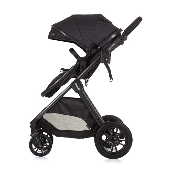 Load image into Gallery viewer, Chipolino harmony opvouwbare 3-in-1 kinderwagen met luiertas granite antraciet
