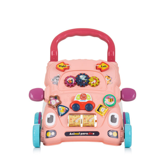 Load image into Gallery viewer, Chipolino funny animals loopwagen met speelauto muziek roze
