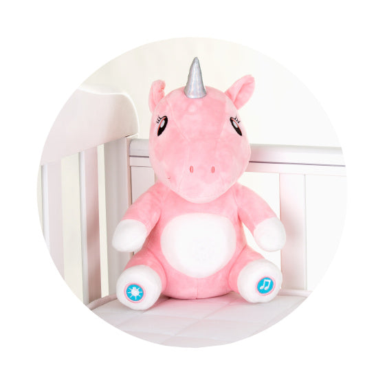 Load image into Gallery viewer, Chipolino pluche baby nachtlamp knuffel unicorn met muziek licht
