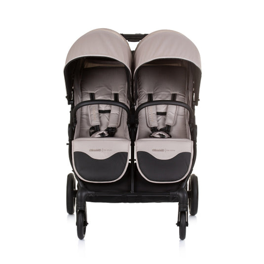 Chipolino top opvouwbare buggy voor 2 macadamia beige zwart