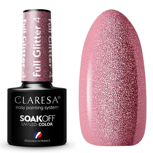 Claresa uv led gellak 5ml full glitter 4 cool pink
