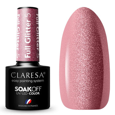 Claresa uv led gellak 5ml full glitter 5 warm pink