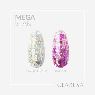 Claresa megastar silver flicker uv led art gel 10gr.