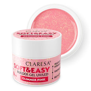 Claresa keratine soft easy builder gel glimmer pink 90gr.