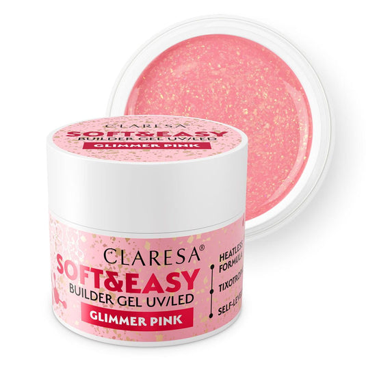 Claresa keratine soft easy builder gel glimmer pink 12gr.