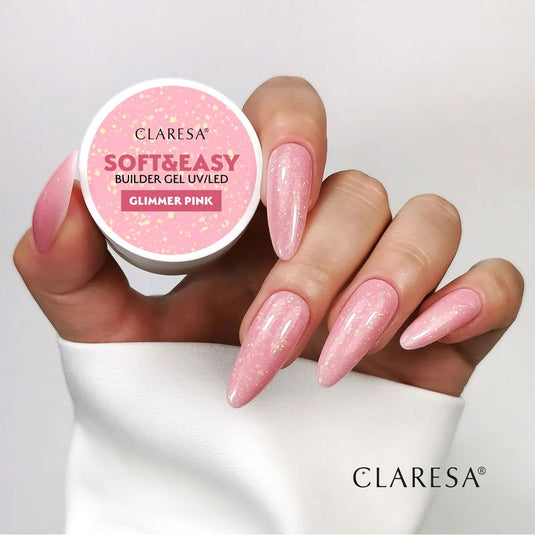 Claresa keratine soft easy builder gel glimmer pink 45gr.