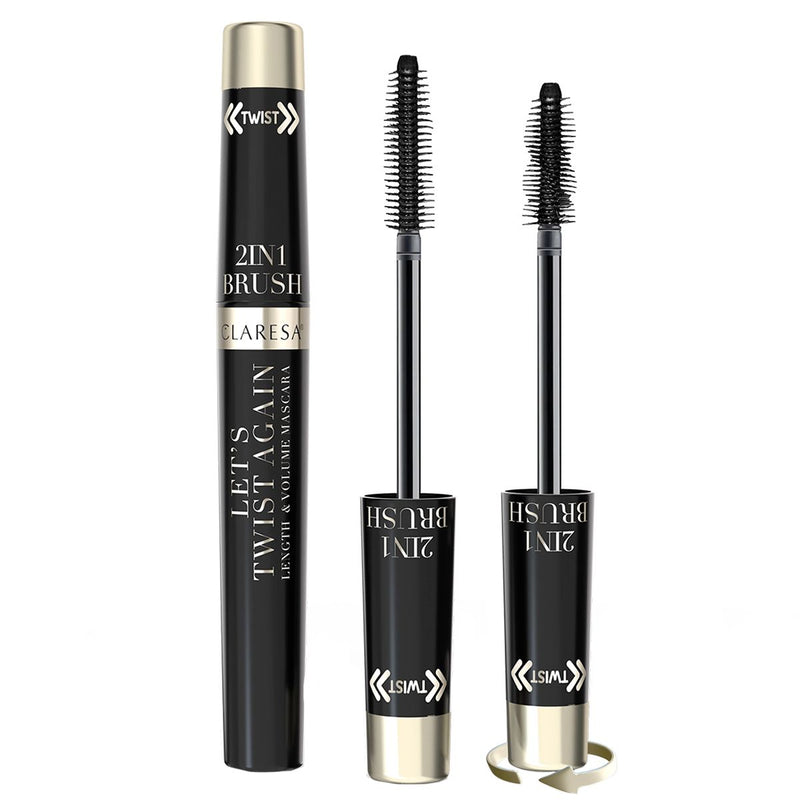 Load image into Gallery viewer, Claresa let's twist again 2-in-1 lenght volume mascara zwart
