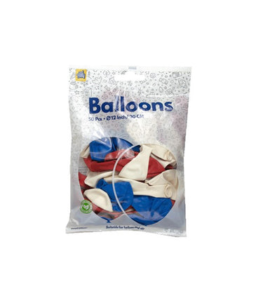 Paperdreams ballonnen rood wit blauw 30cm 50 stuks