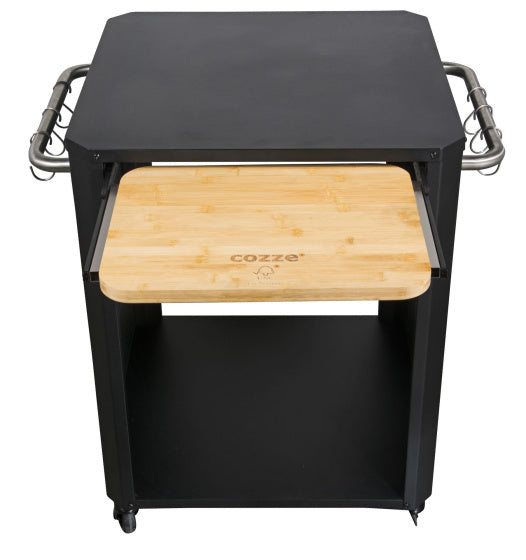Load image into Gallery viewer, Cozze Buitentafel met uitschuifbare tafel voor pizzaoven zwart
