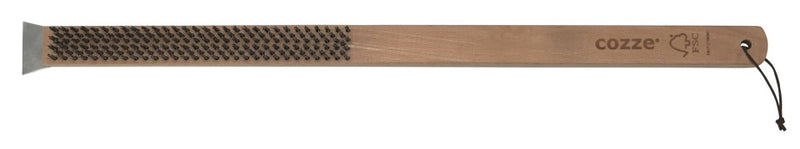 Load image into Gallery viewer, Cozze Staalborstel met schraper en houten handvat bruin
