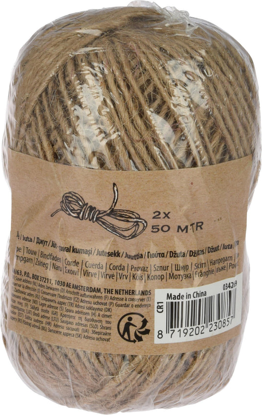 Jute touw 2 rollen van 50m