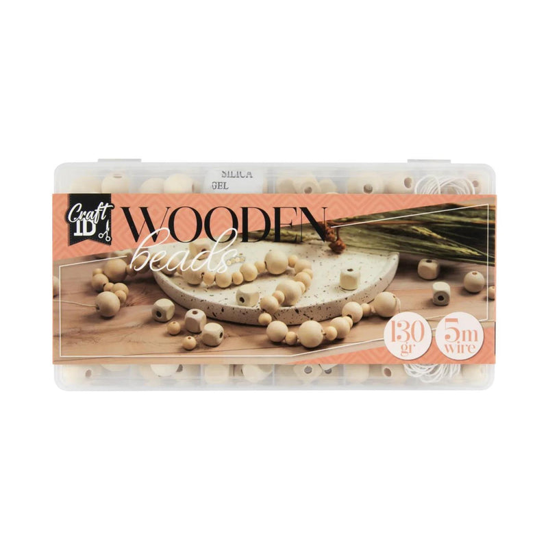 Load image into Gallery viewer, Craft id houten kralenset met koord, 130 gram
