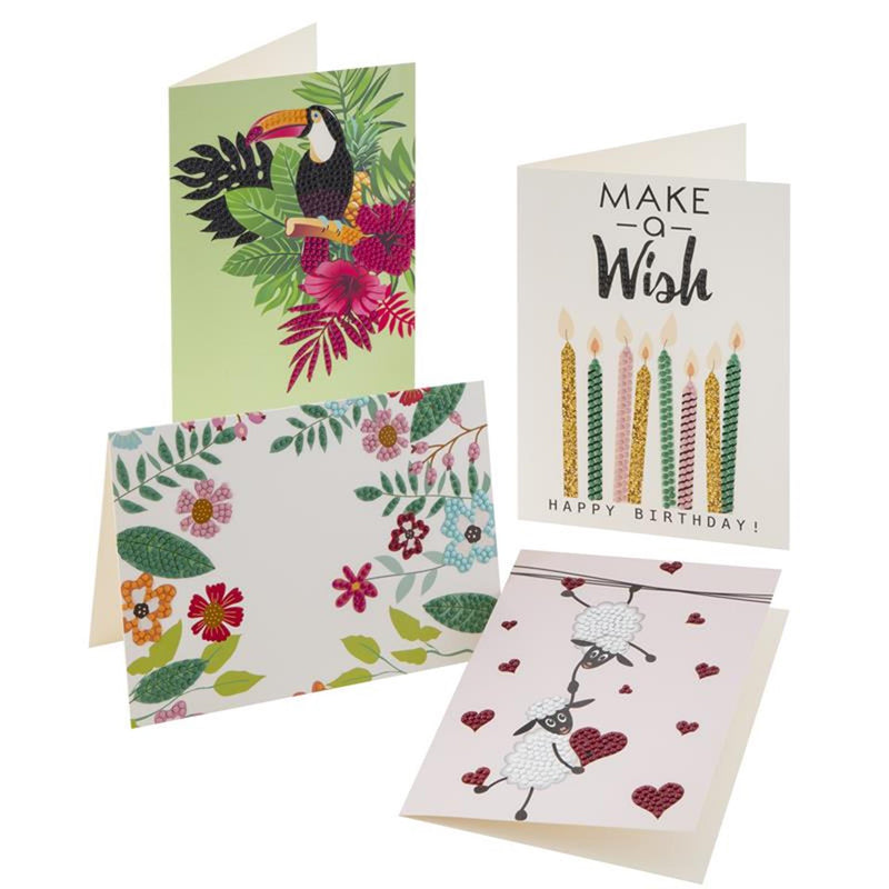Afbeelding laden in galerijviewer, Grafix diamond painting kaarten maken 18,1x13cm 4 stuks + envelop
