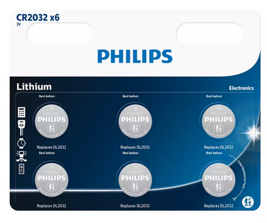 Varta philips lithium cr2032 3v batterij 6 stuks op kaart