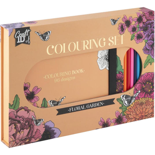 Creative craft group kleurset bloemen met 10 kleurpotloden