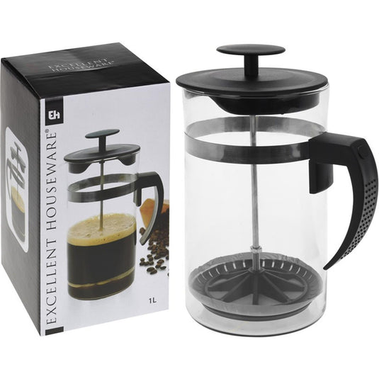 Excellent houseware cafetiere glas 1 liter ø10x20cm
