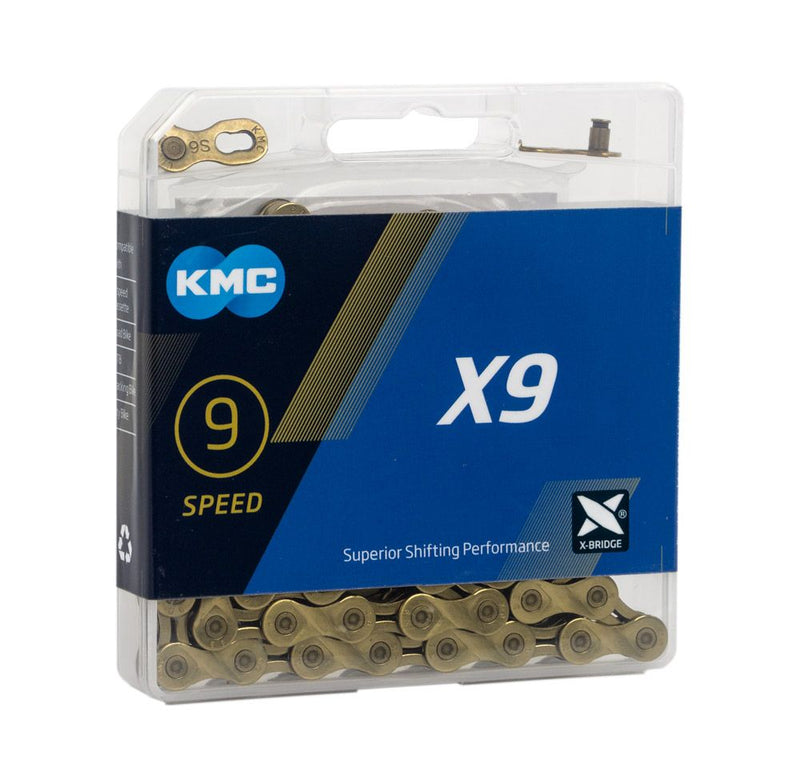 Afbeelding laden in galerijviewer, KMC Fietsketting X9 Ti-N Goud 114 schakels
