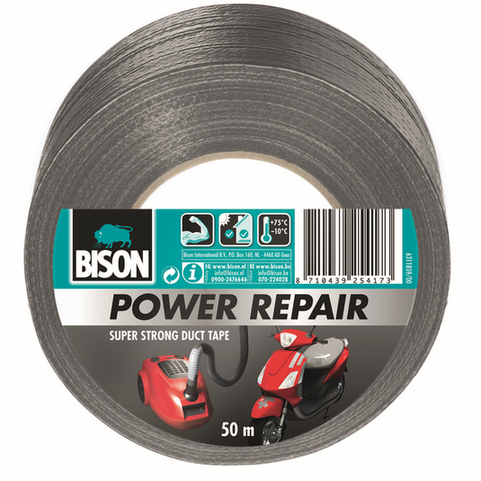 Bison power duct tape grijs 50mx4.8cm