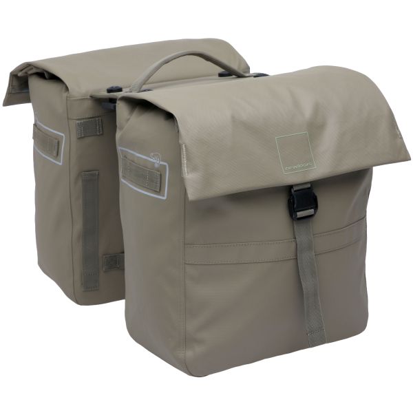 Load image into Gallery viewer, Burgers - new looxs new looxs ® leeds double mik 2.0 - dubbele fietstas – past op mik bagagedragers – gerecycled materiaal - geschikt voor elektrische fietsen – 38 liter - taupe
