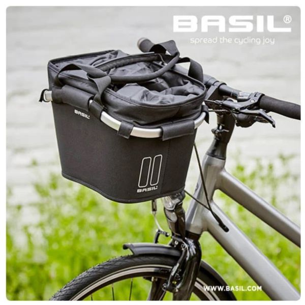 Load image into Gallery viewer, Basil Classic Carry All KF – fietsmand – voorop - zwart
