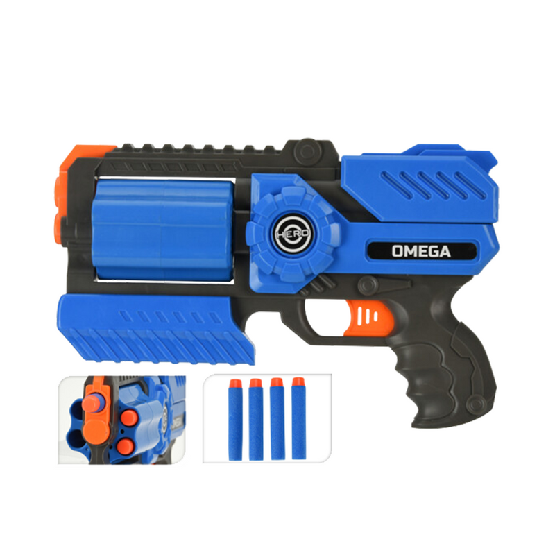 Afbeelding laden in galerijviewer, Dart gun omega met 6 darts blauw 25cm
