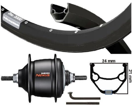 Kgs achterwiel 28inch (622) velg en spaak zwart nexus 8 rb zwart