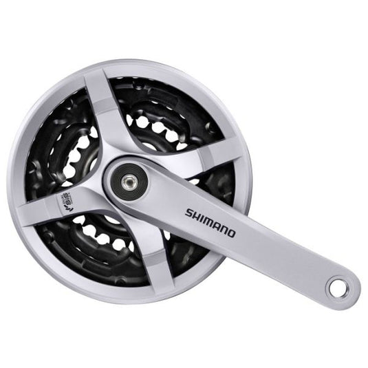 Shimano crankstel 6 7 8 speed tourney fc-ty501 met 170mm crankarm 42 x 34 x 24t met kettingscherm - zilver