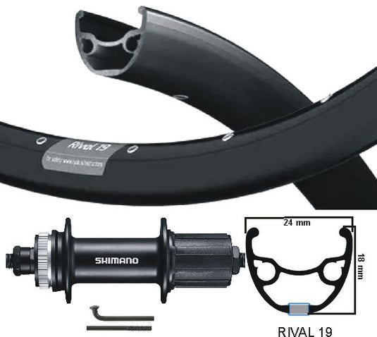 Kgs achterwiel 28 inch (622) zac rival + spaak zw cass centerl 7 sp