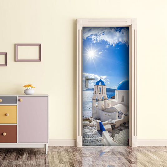 Dekoidea Deursticker Aegean Sea 83 x 210 cm vinyl wit blauw
