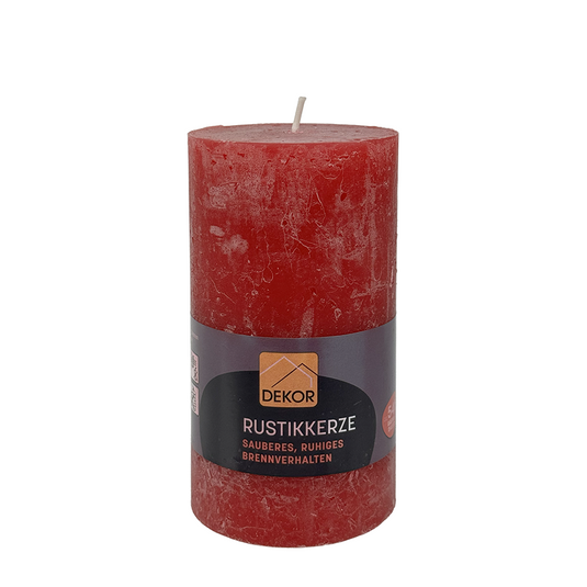 Dekor rustieke stompkaars rood 130 68mm