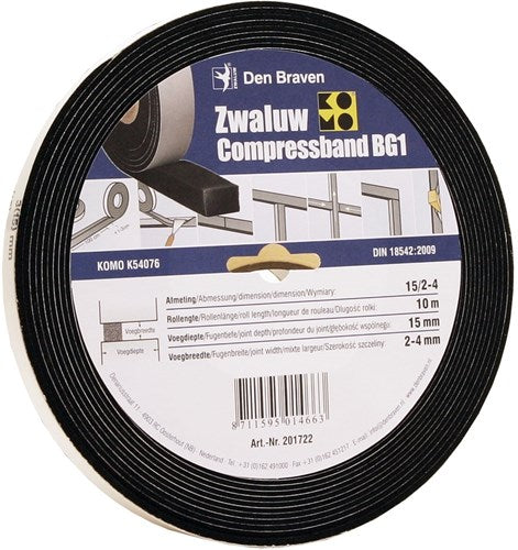 Den braven zwaluw compressband 15 3 | 15x15 mm | 10m rol - 201722