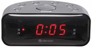 Enzo denver wekkerradio led fm zwart dual alarm - 8140211