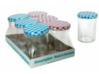 Deti weckglas weckpot jampot met geruit schroefdeksel 440 ml pak a 6 stuks
