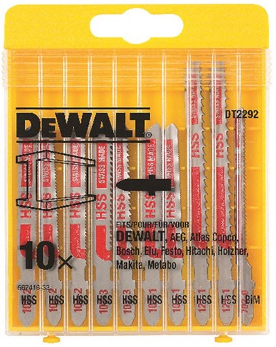 Dewalt accessoires cassette, 10-delig, decoupeerzaagbladen voor metaal - dt2292-qz