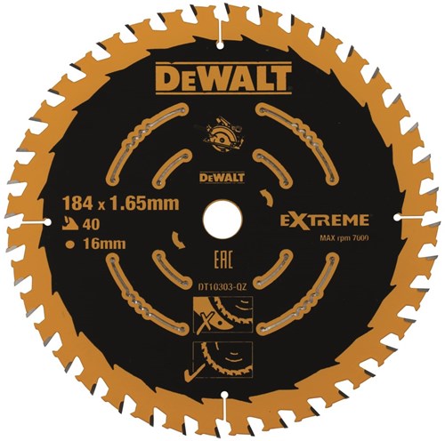 Dewalt accessoires cirkelzaagblad 184x16x40t, finish, kerf 1,65mm - dt10303-qz