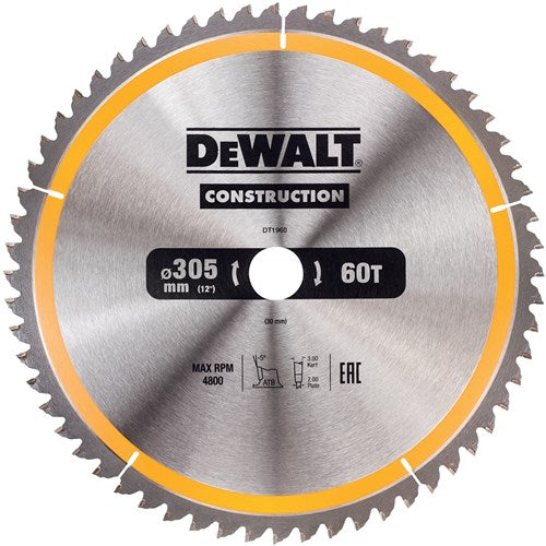 Dewalt accessoires cirkelzaagblad 305x30x60t, negatief 5°, kerf 3mm - dt1960-qz