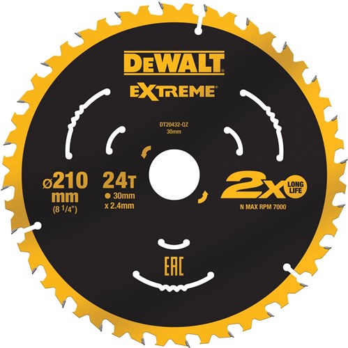 Dewalt dt20432-qz cirkelzaagblad 210 x 30 x 2.4 mm aantal tanden: 24 1 stuk(s)