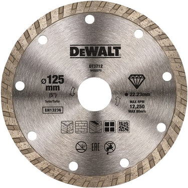 Dewalt accessoires diamantblad, turbo, ø125mm 22.2mm, universeel - dt3712-qz