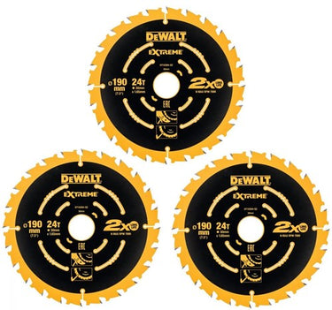 Dewalt accessoires dt10399-qz cirkelzaagbladen | 190 mm | 24 t | extreme framing | 3 stuks - dt10399-qz