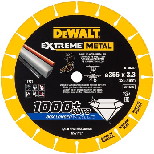 Dewalt accessoires extreme metal doorslijpschijf metaal 355x25.4x3.3mm - dt40257-qz