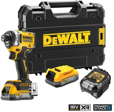Dewalt dcf860e2t 18v xr brushless accu slagschroevendraaier | 1.7ah powerstack in tstak koffer - dcf860e2t-qw